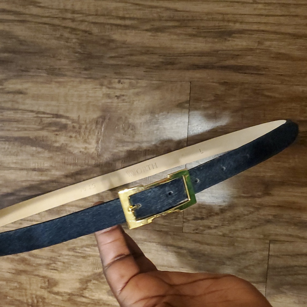 Worth Black Calf Hair Leather Belt Large